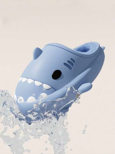 SHARK SLIPPER أحذية منزلية رجالية على شكل سمكة القرش ذات كعب عالٍ، دافئة ومريحة للاستخدام في فصلي الخريف والشتاء، مانعة للانزلاق
