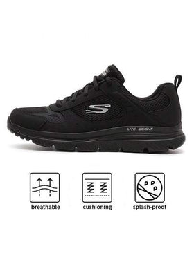 Skechers أحذية رجالية كاجوال للخارج، أحذية رجالية خفيفة الوزن ماصة للصدمات، أحذية سوداء للتنقل اليومي، أحذية رياضية كاجوال رباط للرجال، أحذية رياضية للداخل/الخارج، 8790230-BBK