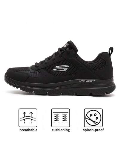 Skechers أحذية رجالية كاجوال للخارج، أحذية رجالية خفيفة الوزن ماصة للصدمات، أحذية سوداء للتنقل اليومي، أحذية رياضية كاجوال رباط للرجال، أحذية رياضية للداخل/الخارج، 8790230-BBK
