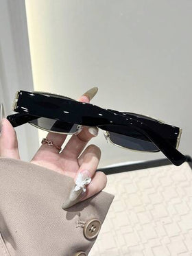 زوج من النظارات البلاستيكية والمعدنية ذات الإطار الهندسي الكامل للنساء، مناسبة للتصوير الشارعي وحفلات الموسيقى والعطلات الشاطئية والحفلات والعطلات والخروجات والإكسسوارات الموضة