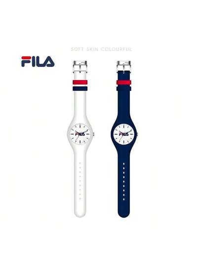 ساعة كوارتز للسيدات من FILA - قرص لؤلؤي وسوار من الجلد | ساعة هدية أنيقة لها - للمكتب والمناسبات والاستخدام اليومي