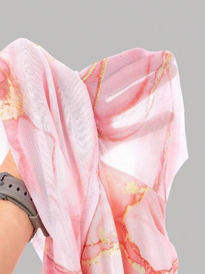 SHEIN فستان ميدي مريح للفتيات المراهقات بخصر مشدود وأكتاف مكشوفة، تصميم بسيط وعصري