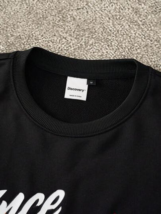 Discovery X SHEIN بلوزة رجالية بياقة طاقم وأكمام طويلة مطبوع عليها رسومات حرفية