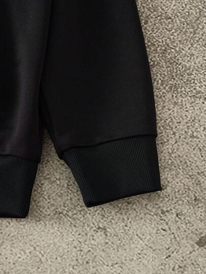 Discovery X SHEIN بلوزة رجالية بياقة طاقم وأكمام طويلة مطبوع عليها رسومات حرفية