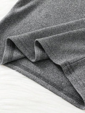 SHEIN 4 قطع مجموعة بيجاما للأولاد المراهقين تتكون من ملابس علوية كاجوال بياقة طاقم وأكمام طويلة وسراويل ضيقة بخصر مطاطي