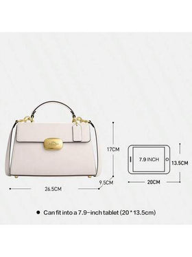 Coach حقيبة كروس بودي جلدية إليزا للنساء بمقبض علوي وحقيبة يد بغطاء وحقيبة يد نسائية بيضاء بسيطة مع حزام قابل للفصل، CP006 IMCHK