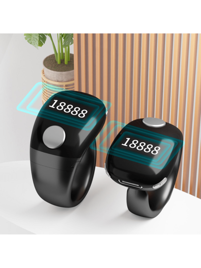 خاتم صلاة ذكي أزياء OLED، ساعة عداد الخواتم - عداد رقمي رياضي أسود، يدعم 99,999 عد، تصميم مدمج، مع شحن USB، مناسب للاستخدام اليومي، مثل جرد المستودع، عد الصلاة، هدايا العطلات، إلخ.