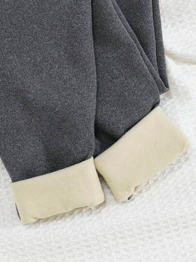 SHEIN سروال ضيق للمراهقات قطعتان من الفليس الحراري مع زخرفة رقعة الخصر