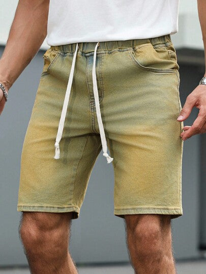 Manfinity Homme شورتات جينز كاجوال صيفية متعددة الاستخدامات بسحاب للرجال بطراز كلاسيكي