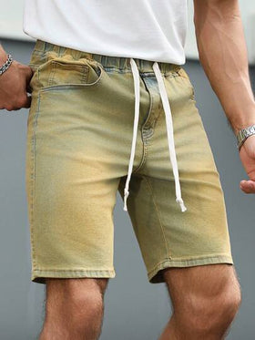 Manfinity Homme شورتات جينز كاجوال صيفية متعددة الاستخدامات بسحاب للرجال بطراز كلاسيكي