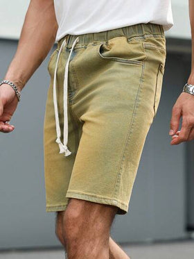 Manfinity Homme شورتات جينز كاجوال صيفية متعددة الاستخدامات بسحاب للرجال بطراز كلاسيكي