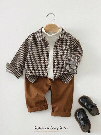Cozy Pixies مجموعة سترة كارديجان بياقة طويلة الأكمام وبنطال بخصر مطاطي لون أزرق للأطفال الصبيان، قطعتان