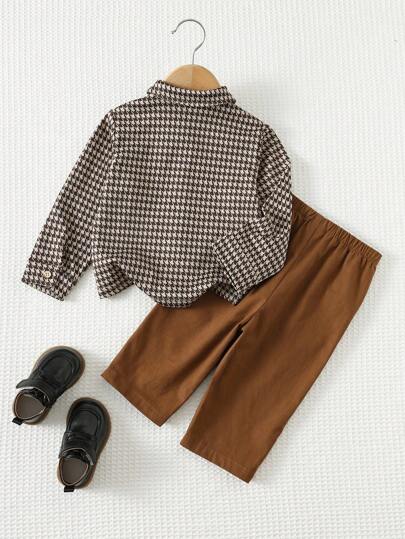 Cozy Pixies مجموعة سترة كارديجان بياقة طويلة الأكمام وبنطال بخصر مطاطي لون أزرق للأطفال الصبيان، قطعتان