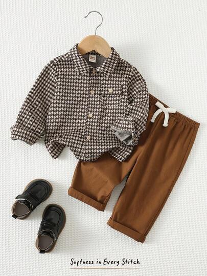 Cozy Pixies مجموعة سترة كارديجان بياقة طويلة الأكمام وبنطال بخصر مطاطي لون أزرق للأطفال الصبيان، قطعتان