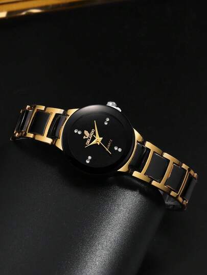 4 قطع/مجموعة ساعات زوجية كاجوال دائرية عصرية وشاملة، ساعات كوارتز بسوار من الصلب البسيطة مع قلادة قلب، مناسبة للزفاف والحفلات والعطلات والعودة للمدرسة والكريسماس والاستخدام اليومي، هدية مثالية للأزواج