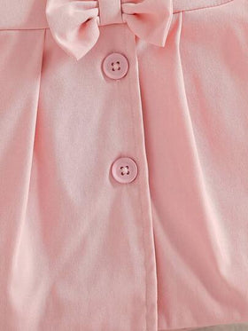 SHEIN معطف ترنش مزين بياقة فرائية وفيونكة للبنات، خريف/شتاء
