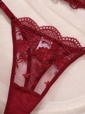 SHEIN مجموعة ملابس داخلية رومانسية بيضاء طويلة للنساء، 2 قطعة