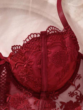 SHEIN مجموعة ملابس داخلية رومانسية بيضاء طويلة للنساء، 2 قطعة