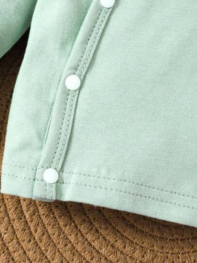 SHEIN طقم ملابس علوية كم طويل وبنطلون مطبوع برسوم الزرافة الكرتونية للأطفال الرضع