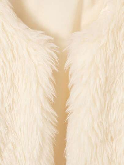 معطف خارجي جاكيت طويلة الأكمام ذات رقبة دائرية لون أحادي ناعمة دافئة للفتيات، خريف/شتاء