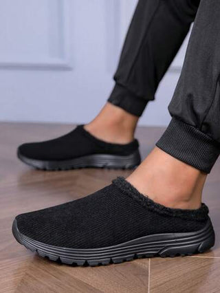 أحذية رياضية رجالية مريحة وناعمة القاع، مضادة للانزلاق، بدون ظهر، دافئة للاستخدام اليومي والرياضي في فصلي الخريف والشتاء