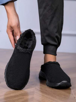 أحذية رياضية رجالية مريحة وناعمة القاع، مضادة للانزلاق، بدون ظهر، دافئة للاستخدام اليومي والرياضي في فصلي الخريف والشتاء