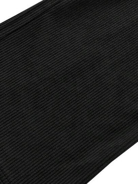 بنطلون نسائي مستقيم الساق من الكوردروي مع خصر مطاطي وسحاب، مناسب للارتداء اليومي والرياضة والتنزه، باللون الأسود