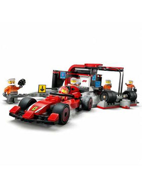 LEGO سيارة فيراري لعبة مع فريق الصيانة والسباق - لعبة سيارة سباق نموذجية - مجموعة ألعاب بناء للأطفال - هدية عيد ميلاد للأولاد والبنات في سن 6 سنوات - 60443