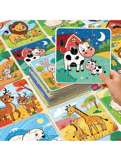 beartale 36 قطعة مجموعة ألغاز DIY، تتميز بتصاميم ملونة للحيوانات والديناصورات والمركبات، مناسبة لأطفال ما قبل المدرسة، تساعد على تطوير المهارات الحركية والتنسيق. هذه لعبة الألغاز تجمع بين مبادئ مونتيسوري، مزجًا بين التعليم والترفيه، مما يجعلها خيارًا مثال