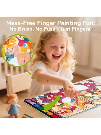30 صفحة كتاب تلوين للرسم بالأصابع: تلوين ممتع ورسم فني، مواضيع متنوعة للأطفال DIY رسم خطوط حرة، يأتي مع لوحة رسم بالبصمات ب- 7 ألوان، مناسب لعيد الميلاد والكريسماس ومناسبات أخرى. مشروع فني، لوازم الأعمال الورقية، لوازم فنية، كتب تلوين، لوازم فن وحرف الأطف