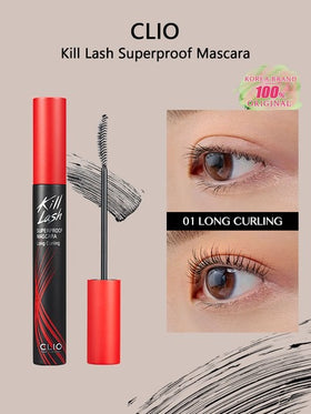 Clio ماسكارا كيل لاش فائقة المقاومة للماء، رقم 01، تطويل وتجعيد، قابلة للغسل، مكياج كوري، صيغة نباتية، فائقة الحجم، مقاومة للبقع والتكتل، طويلة الأمد، 0.24 أونصة سائلة، هدية