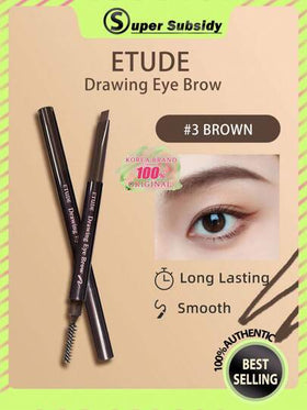 ETUDE قلم حواجب بني 0.25 جرام/#3، لون دائم، يخلق مكياج حواجب طبيعي وناعم للاستخدام اليومي، مستحضرات تجميل كورية، طقم هدايا، 0.25 جرام/0.01 أونصة