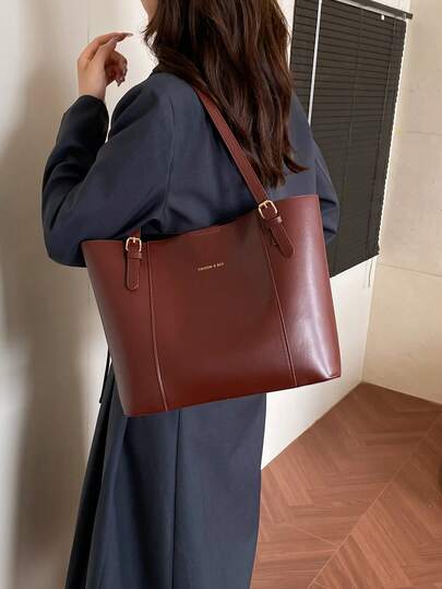 حقيبة كتف سعة كبيرة للنساء ذات طراز رجعي بسيط وأنيق, حقيبة يد للتنقل اليومي طراز 2024 الجديد