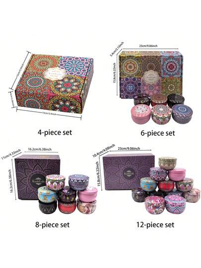 مجموعة شموع معطرة 1/4/8/12 قطعة، مجموعة شموع عطرية، عبوة هدايا ملونة، شمع صويا، عطور متنوعة، رائحة ثرية وممتعة، خالية من الدخان، وقت احتراق يصل إلى 120 ساعة، مناسبة للأعراس والأعياد والعطلات وهدايا الزفاف وعلاج الروائح المنزلية وهدايا عيد الميلاد وعيد الح