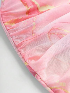 SHEIN فستان ميدي مريح للفتيات المراهقات بخصر مشدود وأكتاف مكشوفة، تصميم بسيط وعصري
