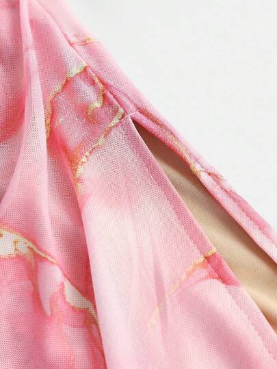 SHEIN فستان ميدي مريح للفتيات المراهقات بخصر مشدود وأكتاف مكشوفة، تصميم بسيط وعصري