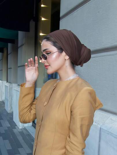 قطعة واحدة من الحجاب السهل للنساء، حجاب كلاسيكي فوري بلون أحادي، 3 طرق مختلفة للارتداء، وشاح رأس مرن وعملي، قماش فسكوز ناعم ومريح، مناسب للارتداء اليومي والرياضة واليوغا