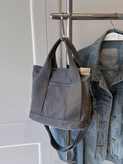 حقيبة كتف وحقيبة متقاطعة من القماش الكانفاس بحزام عريض موضة 2025