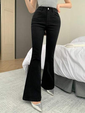 DAZY بنطلون جينز أرجل جرس على الطراز الغربي مغسول للنساء