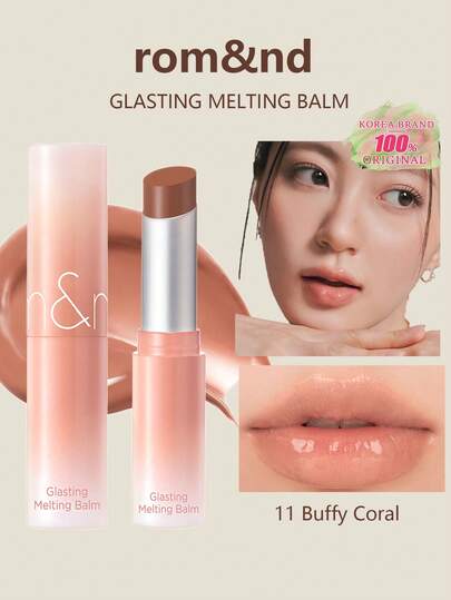 Rom&nd روماند GLASTING صبغة شفاه ذائبة، درجات الألوان: 11 بافي كورال، فيلم ذوبان خفيف للبشرة، بريق مضبب، التصاق شفاه منعش، شاي خوخ شفاف، وردي بارد مرصع بالنجوم، نعناع مثلج أكسجيني