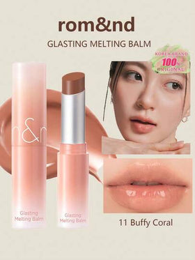 Rom&nd روماند GLASTING صبغة شفاه ذائبة، درجات الألوان: 11 بافي كورال، فيلم ذوبان خفيف للبشرة، بريق مضبب، التصاق شفاه منعش، شاي خوخ شفاف، وردي بارد مرصع بالنجوم، نعناع مثلج أكسجيني