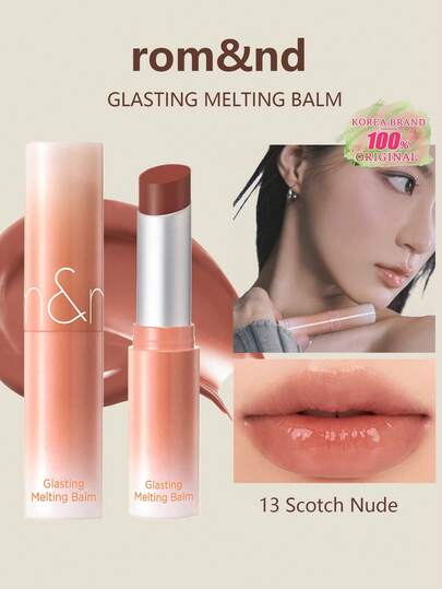 Rom&nd رومان GLASTING بلسم شفاه ذائب، درجات الألوان: 13 سكوتش عاري، فيلم جلدي هوائي ذائب، بريق مضبب، التصاق تنفس الشفاه