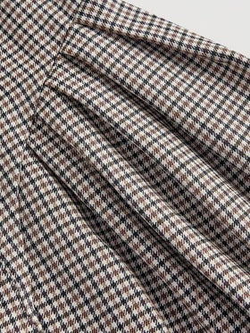 SHEIN MOD فستان كاروهات بياقة مستديرة بلا أكمام، مزين بشريط تباين وفيونكة على الخصر، قصة مُنفرجة