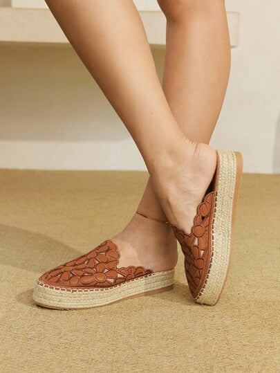 Styleloop أحذية نسائية مسطحة منسوجة بالشوكولاتة، بطراز بوهيمي، مناسبة للعطلات والهالوين والكريسماس والحفلات