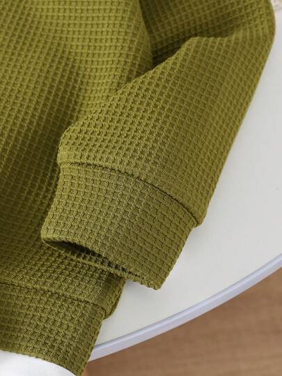 1 قطعة بلوزة بأكمام طويلة للأولاد الصغار بتصميم كاجوال أنيق وكلاسيكي ريترو بياقة طاقم وخصر مرتب، من قماش ناعم ومريح، بلون سادة، مناسبة للخروج والمدرسة والمناسبات الاجتماعية في فصول الربيع والخريف والشتاء