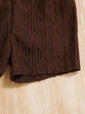 SHEIN Vintaside Kids طقم قميص أكمام قصيرة وشورت للأطفال حديثي الولادة حتى عام واحد، من قماش ملمس مناسب للخروجات الصيفية، مناسب للجنسين