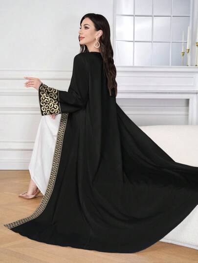 SHEIN Najma عباءة عربية كاجوال طويلة الأكمام، مناسبة للربيع والخريف
