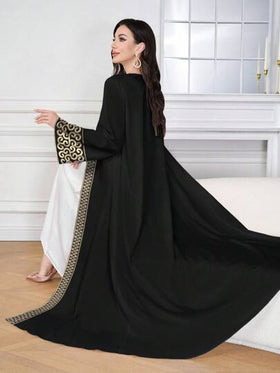 SHEIN Najma عباءة عربية كاجوال طويلة الأكمام، مناسبة للربيع والخريف