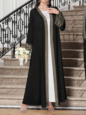 SHEIN Najma عباءة عربية كاجوال طويلة الأكمام، مناسبة للربيع والخريف