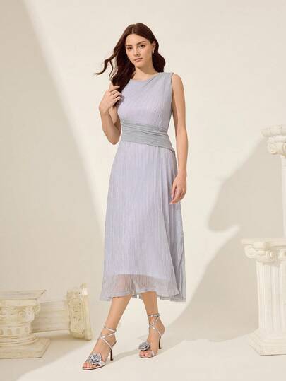 CUCCOO CHICEST صندل بحزام كاحل مزين بوردة معدنية فضية، أنيق وعصري للمناسبات الرسمية، ذو كعب عالي وأصبع مستدير